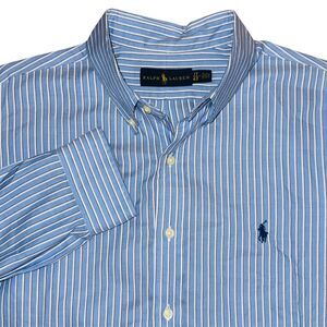 Polo Ralph Lauren Mens Blue Stripe Button Down Shirt Long Sleeve Size XL 17/43